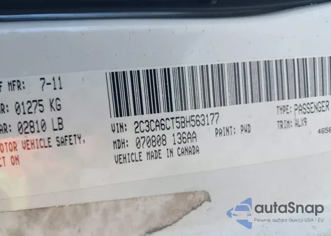 2011 Chrysler 300C from USA, damaged, VIN 2C3CA6CT5BH563177